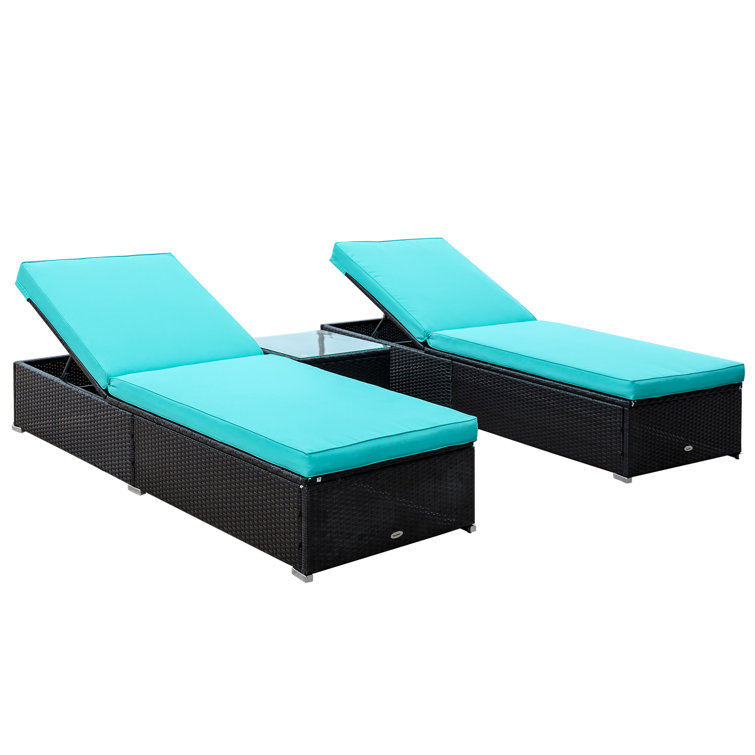 Outsunny Outdoor Wicker Chaise Lounge Set of 2 Wayfair